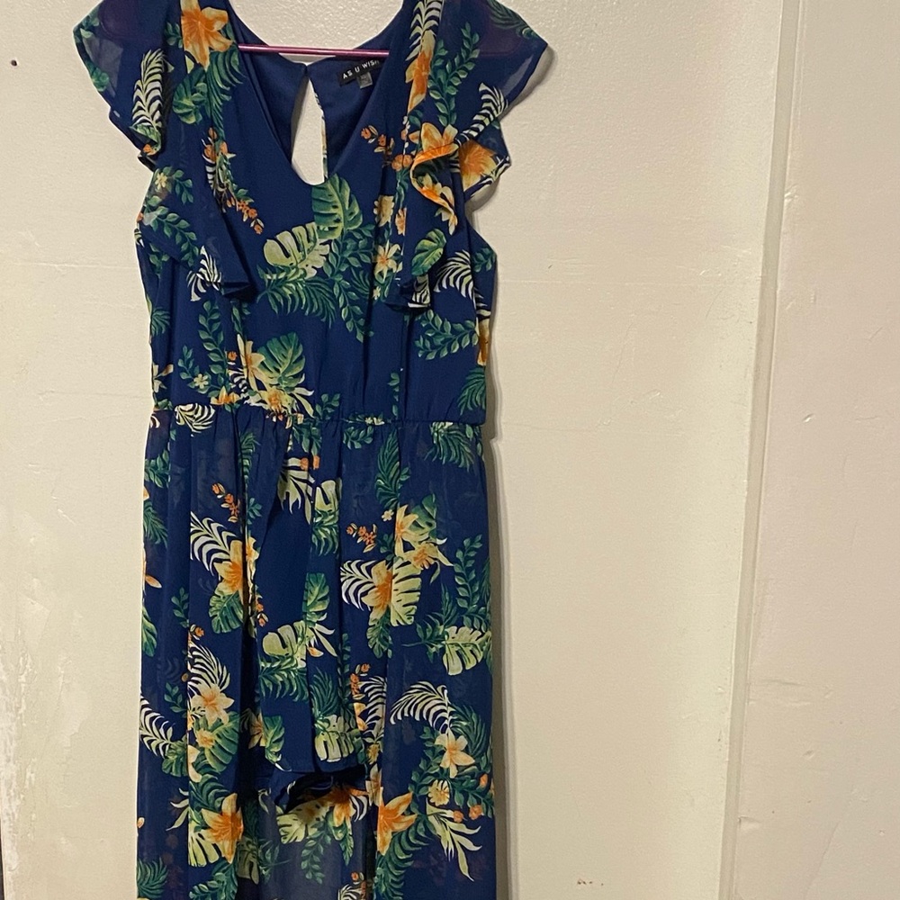 Gorgeous tropical overlay romper / shorts sheer sz XL